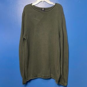 Olive Green Waffle Crewneck Sweater